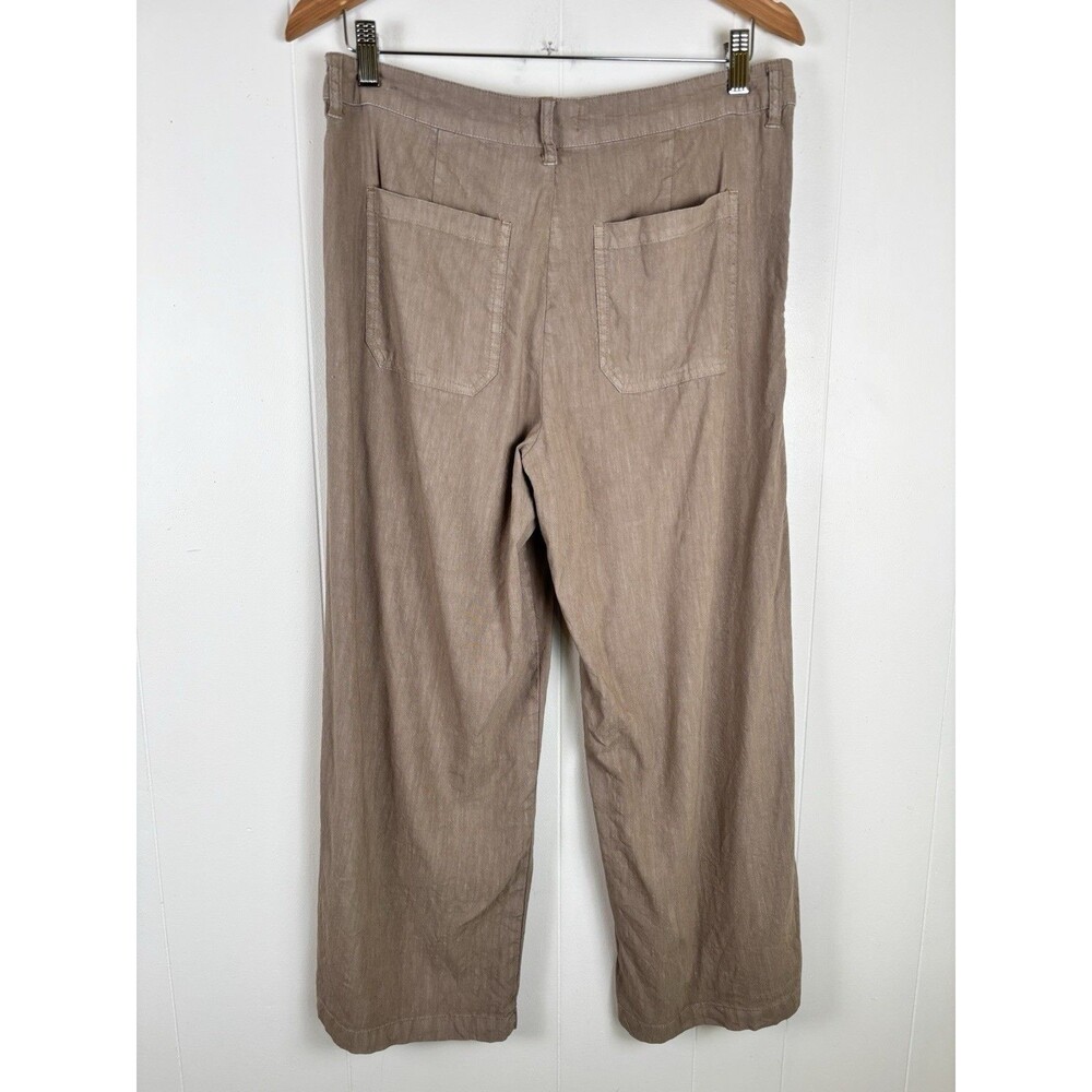 KUT From The Kloth Topaz Womens Size 8 Wide Leg Cropped Pants Taupe Linen Blend - Picture 8 of 11